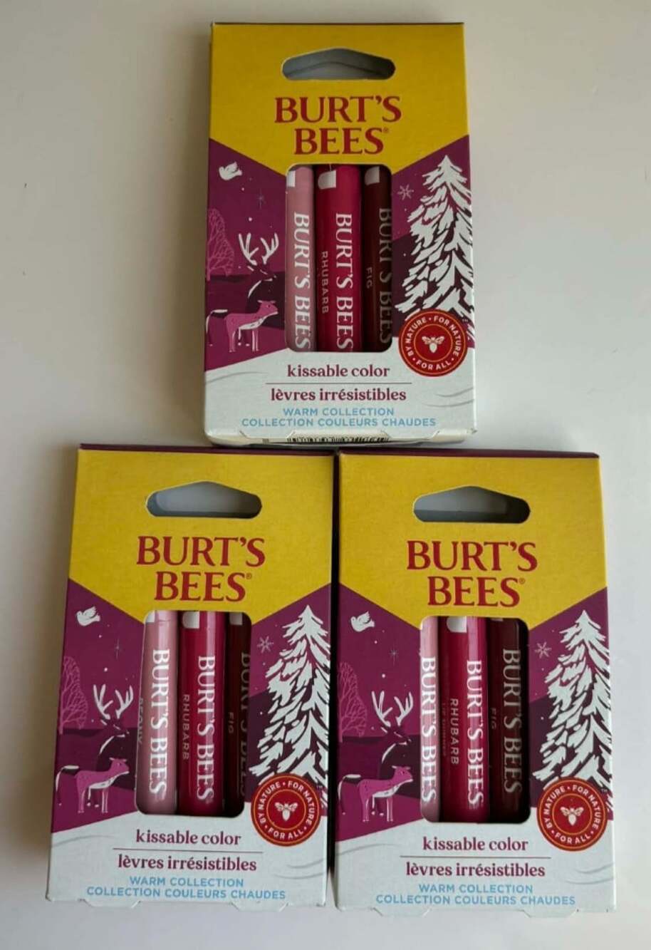 Burts Bees Kissable Color Warm Collection Lip Shimmers Bee Merry Lot of 3